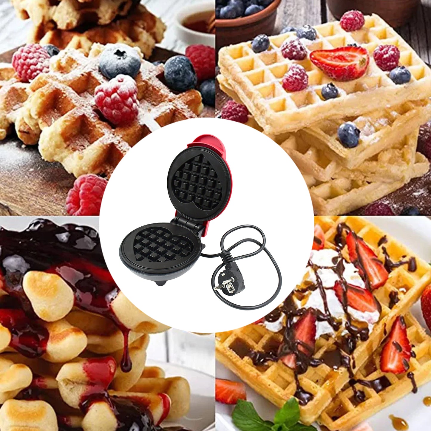 Mini Waffle Maker Machine Waffle Iron Home Appliances Kitchen Gift Easy To Clean On-stick Surfaces Perfect Breakfast Dessert Sandwich Pan Cakes Paninis Other Snacks Machine