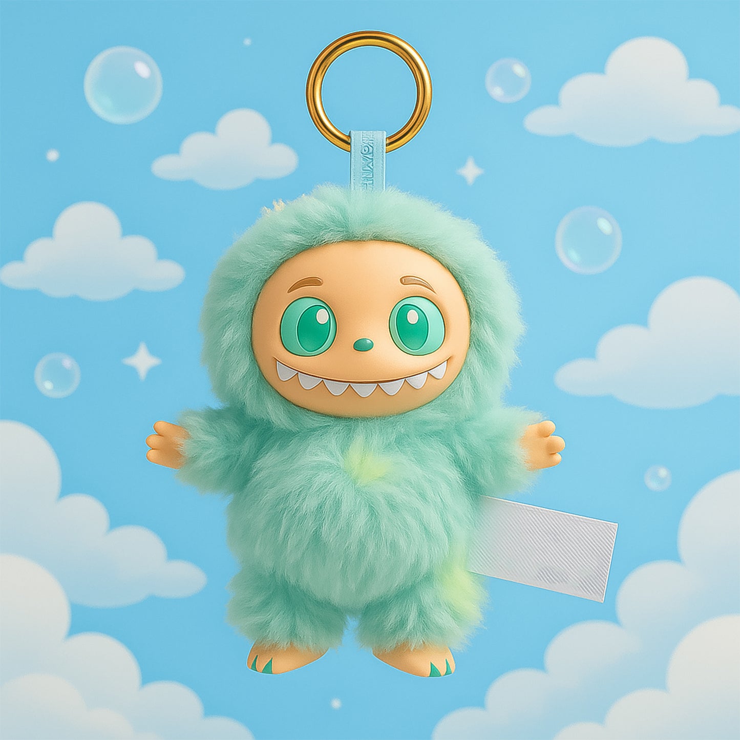 Labubu Doll Mint Green Plush Toy Cartoon Keychain
