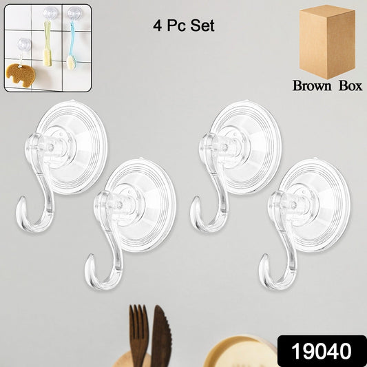 Plastic Suction Cup Hooks (4 Pcs Set)