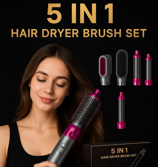 5 in 1 Multifunctional Hair Dryer Styling Tool, Detachable 5-in-1 Multi-Head Hot Air Comb, The Negative Ion Automatic Suction Hair Curler